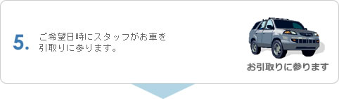 5.ご希望日時にスタッフがお車を引取りに参ります。